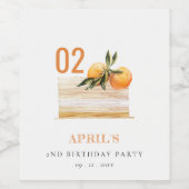 Cute Boho Oranje Fruit Cake any age Birthday Wijn Etiket (Enkel label)