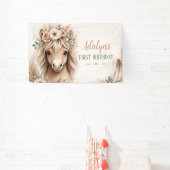 Cute Boho Paard Eerste Verjaardag Meisjes Spandoek (Insitu)