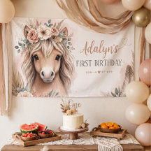Cute Boho Paard Eerste Verjaardag Meisjes