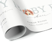 Cute Boho Pastel Lion Waterverf Baby shower Cadeaupapier (Rol Hoek)