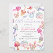 Cute boho pastelpaddenstoelen waterverf baby showe kaart (Voorkant)