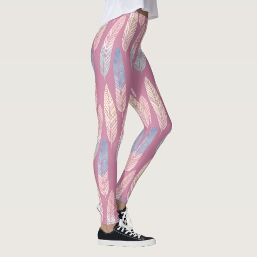 Cute boho patroonpastelkleurige veren artsy leggings (Rechts)