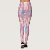 Cute boho patroonpastelkleurige veren artsy leggings (Achterkant)