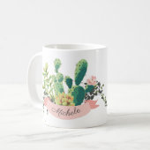 Cute Boho Personalized Cactus Koffiemok (Voorkant links)