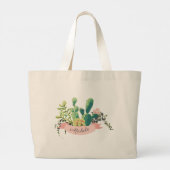 Cute Boho Personalized Name Cactus Trendy Graphic Grote Tote Bag (Achterkant)