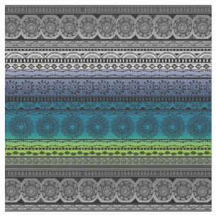 Cute Boho Print Fabric Blue Green Gradient Stof