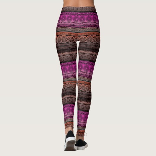 Cute Boho Print Fabric Roze Oranje gradiënt Leggings (Achterkant)