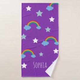 Cute Boho Purple Rainbow Girls Badhanddoek