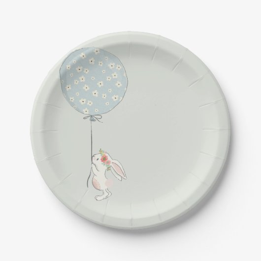 Cute Boho Rabbit Girl Birthday Papieren Bordje (Voorkant)