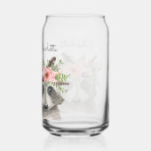 Cute Boho Raccoon met bloem en veren Kroon Blikvorm Glas (Achterkant)
