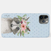 Cute Boho Raccoon met Floral Crown and Name Case-Mate iPhone Case (Achterkant (horizontaal))