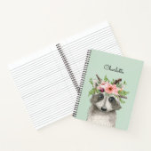 Cute Boho Raccoon met Floral en Feathers Crown Notitieboek (Binnen)