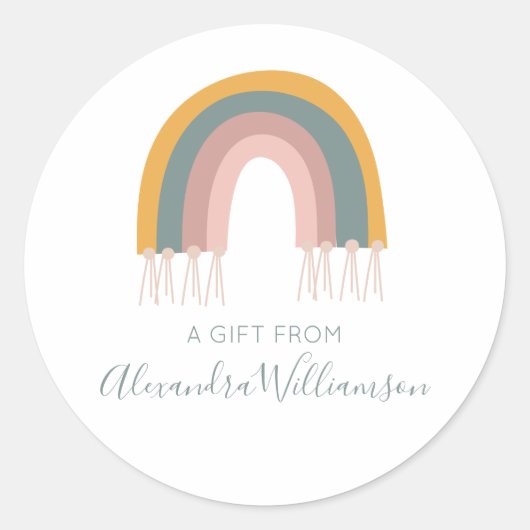 Cute Boho Rainbow a Gift van gepersonaliseerd Ronde Sticker (Voorkant)