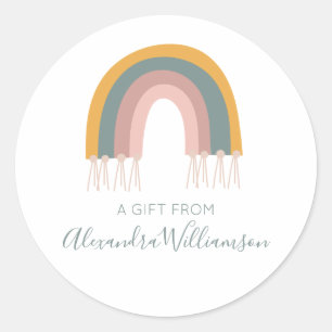 Cute Boho Rainbow a Gift van gepersonaliseerd Ronde Sticker