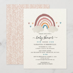 Cute Boho Rainbow Baby shower Invitation Kaart