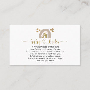 Cute Boho Rainbow Book Request Baby shower Card Visitekaartje