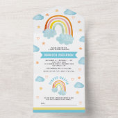 Cute Boho Rainbow Clouds Baby shower All In One Uitnodiging (Binnen)