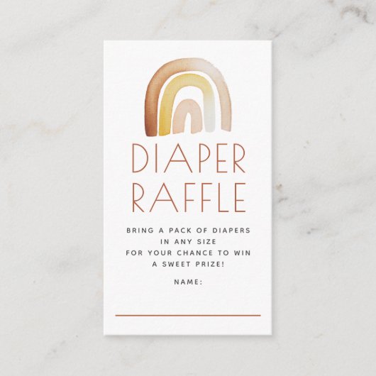 Cute Boho Rainbow Diaper Raffle Baby shower Informatiekaartje (Voorkant)