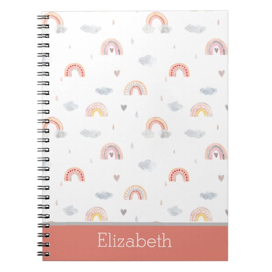 Cute Boho Rainbow en Clouds Notitieboek (Voorkant)