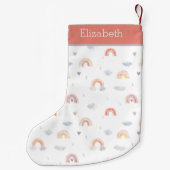 Cute Boho Rainbow en Clouds Pattern Kleine Kerstsok (Achterkant)