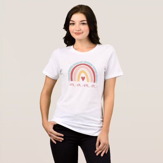 Cute Boho Rainbow Heart Mama Mama Moederdag Tri-Blend Shirt (Voorkant volledig)