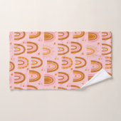 Cute Boho Rainbow Hearts Pattern in Pink Oranje Bad Handdoek (Handdoek)