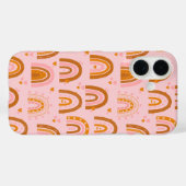 Cute Boho Rainbow Hearts Pattern in Pink Oranje Case-Mate iPhone Case (Achterkant (horizontaal))