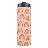 Cute Boho Rainbow Hearts Pattern in Pink Oranje Thermosbeker (Voorkant)