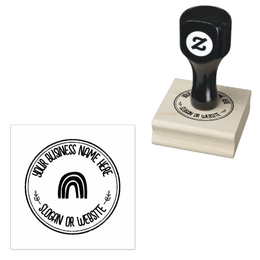 Cute Boho Rainbow Logo Custom Rubberstempel (Gestempeld)