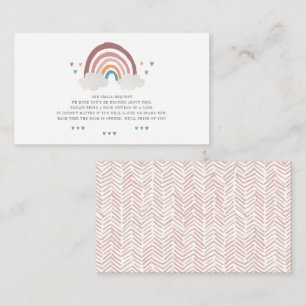 Cute Boho Rainbow Love Heart Books for Baby shower Notitiekaartje