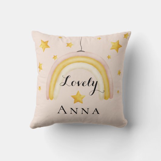 Cute Boho Rainbow met Gold Stars Kussen (Achterkant)