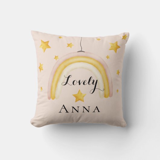 Cute Boho Rainbow met Gold Stars Kussen (Voorkant)