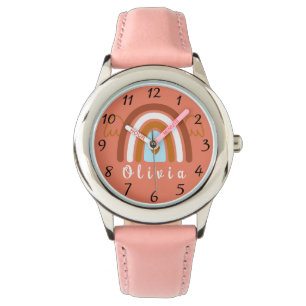 Cute Boho Rainbow met persoonlijke naam Horloge