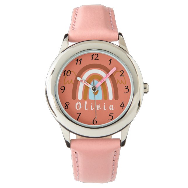 Cute Boho Rainbow met persoonlijke naam Horloge (Voorkant)