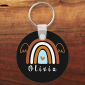 Cute Boho Rainbow met persoonlijke naam Sleutelhanger (Voorkant)