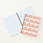 Cute Boho Rainbow met Waterverf Roze Florals Notitieboek (Binnen)
