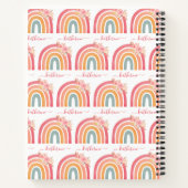 Cute Boho Rainbow met Waterverf Roze Florals Notitieboek (Achterkant)