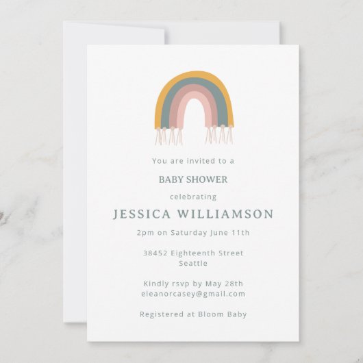 Cute Boho Rainbow Minimalist Baby shower Kaart (Voorkant)
