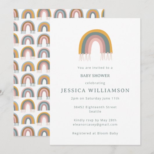 Cute Boho Rainbow Minimalist Baby shower Kaart (Voorkant / Achterkant)