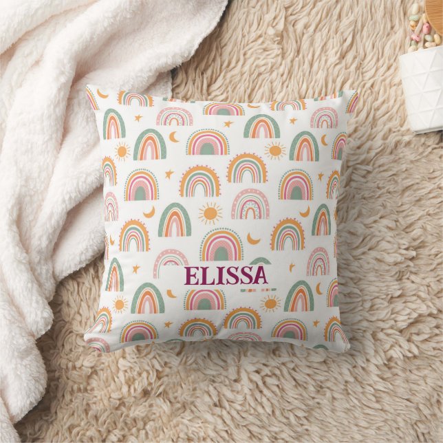 Cute Boho Rainbow Pattern Name Personalized Kussen (Deken)
