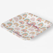 Cute Boho Rainbow Pattern Name Personalized Papieren Bordje (Gebogen)
