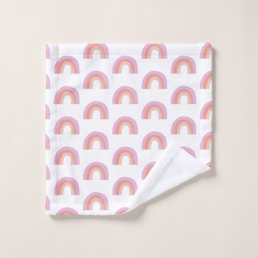 Cute Boho Rainbow Pattern Painting Coral Paars Bad Handdoek (Wasdoekje)
