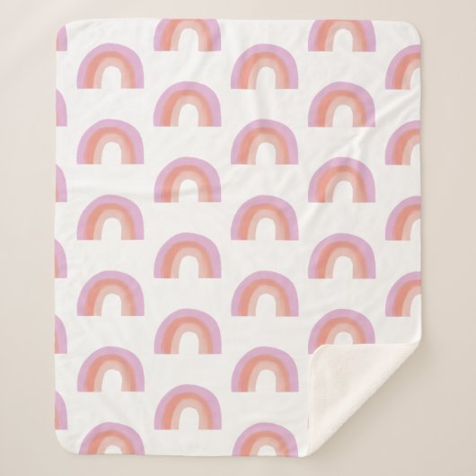 Cute Boho Rainbow Pattern Painting Coral Paars Sherpa Deken (Voorkant)