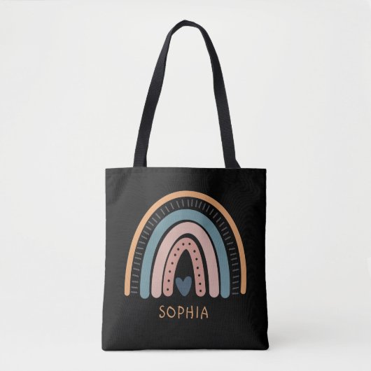 Cute Boho Rainbow Pink Pastel Canvas tas (Voorkant)