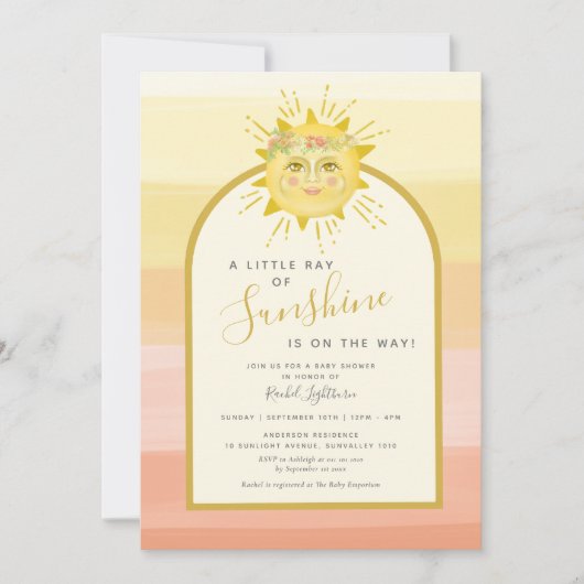 Cute Boho Rainbow Ray van Sunshine Baby shower Kaart (Voorkant)