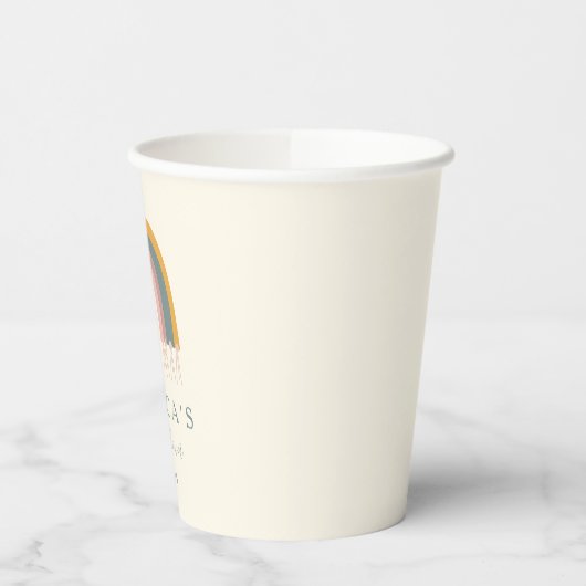 Cute Boho Rainbow Simple Baby shower Custom Papieren Bekers (Links)