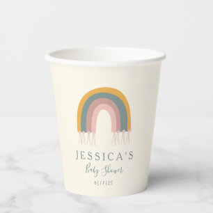 Cute Boho Rainbow Simple Baby shower Custom Papieren Bekers