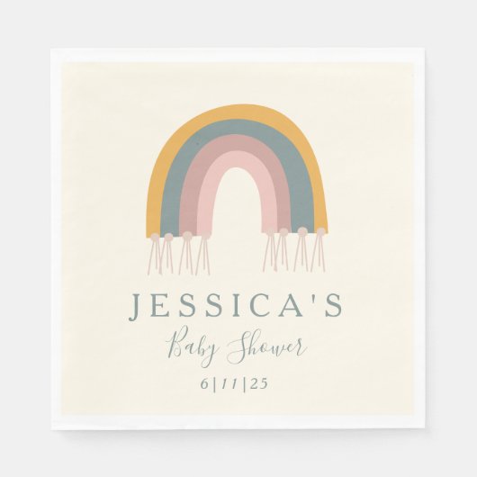Cute Boho Rainbow Simple Baby shower Custom Servet (Voorkant)