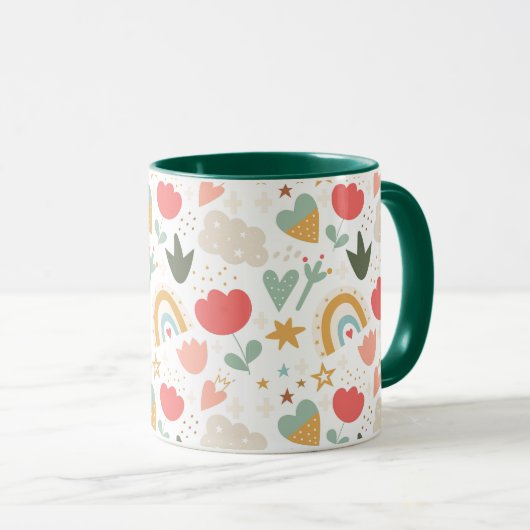 Cute Boho Rainbows, Hearts, and Flowers Mok (Voorkant rechts)