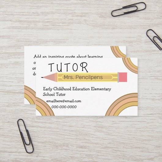 Cute Boho Rainbows-leraar Visitekaartje (Voorkant / Achterkant in situ)